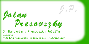 jolan presovszky business card